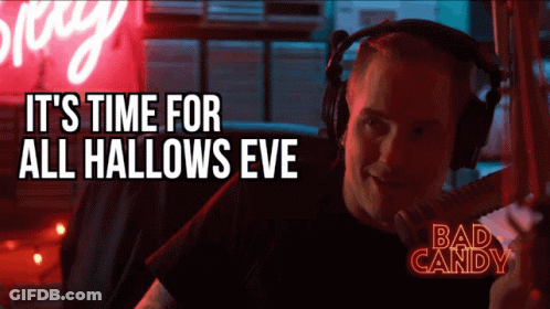 Man In Headphones It's Time For All Hallows Eve GIF