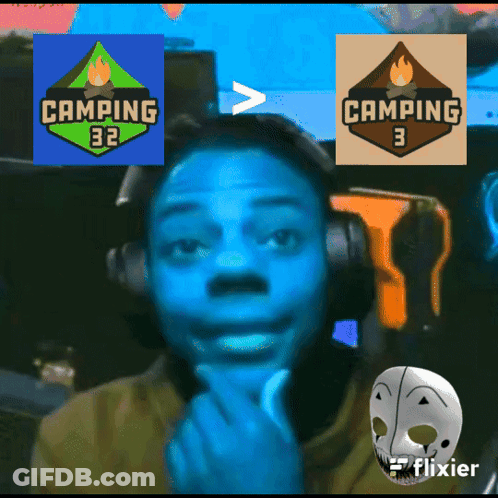 Man In Headphones Looking At Camping 3 Screen GIF