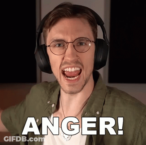 Man In Headphones Making Funny Face Anger GIF