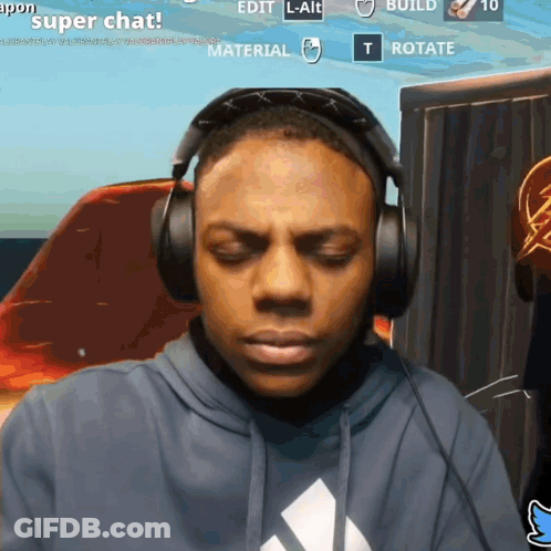 Man In Headphones Playing Video Game Saying Super Chat GIF