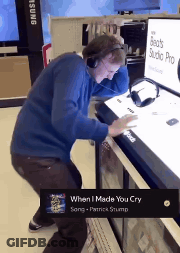 Man In Headphones Playing When I Made You Cry By Patrick Stump GIF