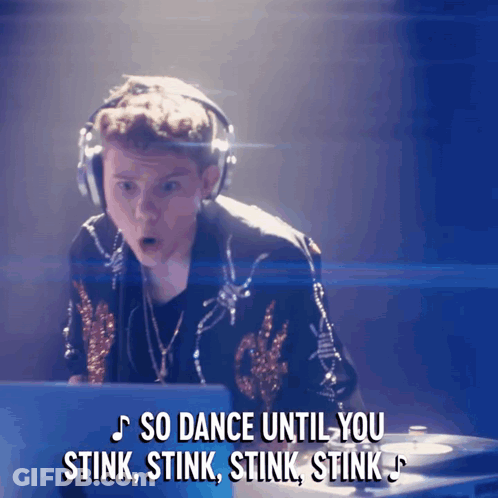 Man In Headphones Saying So Dance Until You Stink GIF