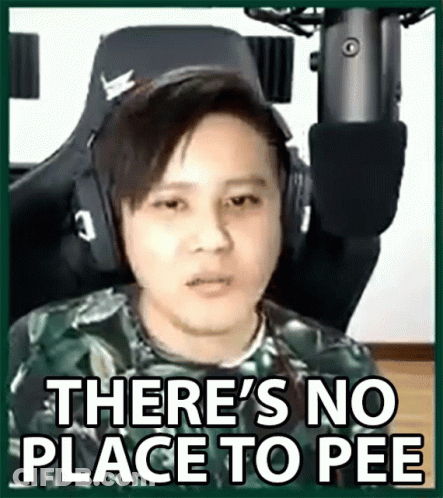 Man In Headphones Saying There's No Place To Pee GIF