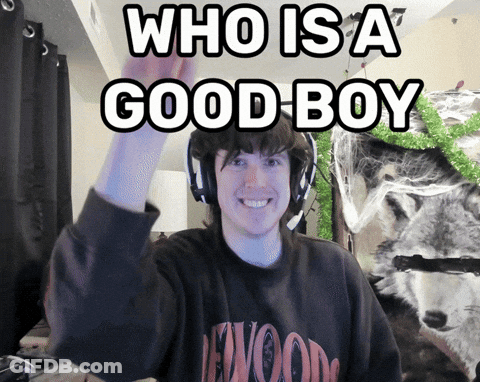 Man In Headphones Saying Who Is A Good Boy GIF