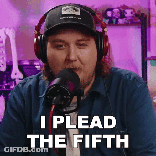 Man In Headphones Says I Plead The Fifth GIF