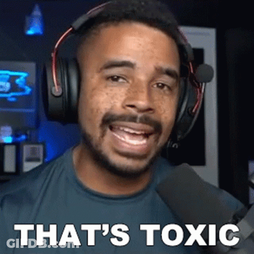 Man In Headphones Says That's Toxic At Microphone GIF