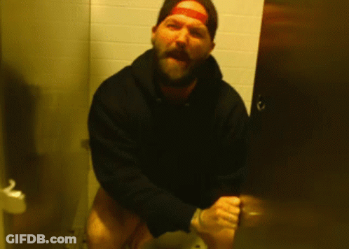 Man In Headphones Says There's No Place To Pee GIF