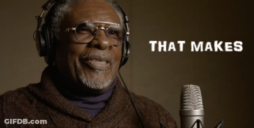 Man In Headphones Smiling At Microphone Saying That Makes Two Of Us GIF
