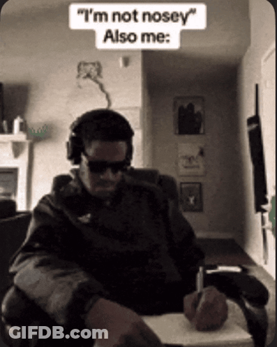 Man In Headphones Sunglasses Says I'm Not Nosey GIF