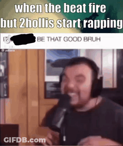 Man In Headphones Talking Into Microphone When The Beat Fire But 2 Hollis Start Rapping GIF
