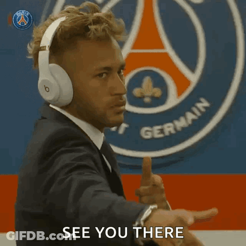 Man In Headphones Thumbs Up Paris Germain Logo GIF