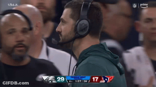 Man In Headphones Watching Eagles Vs Texans GIF