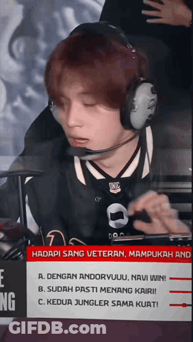 Man In Headphones With Onic Shirt Playing Video Game GIF