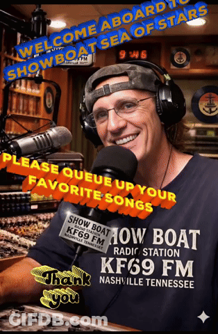 Man In Headphones With Show Boat Radio Station KF 69 FM Nashville Tennessee Shirt GIF