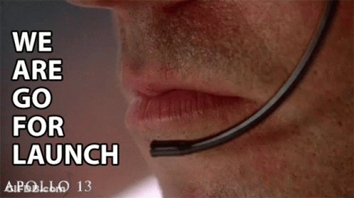 Man In Headset Saying We Are Go For Launch GIF