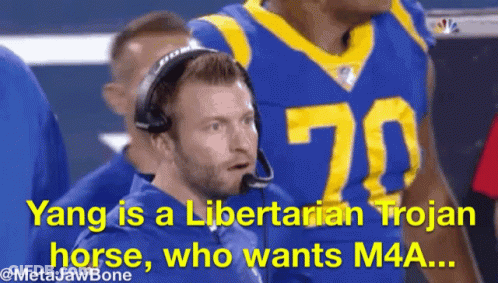 Man In Headset Saying Yang Is A Libertarian Trojan Horse Who Wants M4A GIF