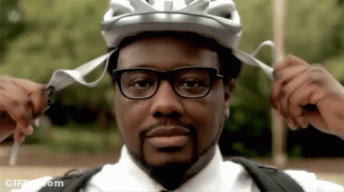 Man In Helmet And Glasses Adjusting Straps GIF