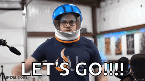Man In Helmet And Glasses Saying Let's Go GIF