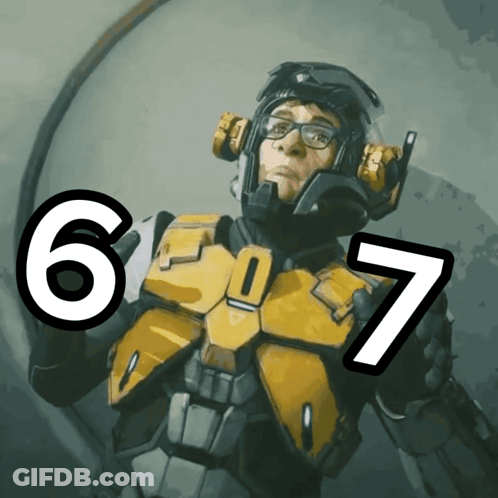 Man In Helmet And Glasses With Numbers 6 And 7 GIF