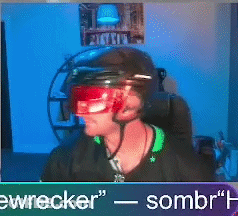 Man In Helmet And Goggles At Screen Saying Ewrecker Sombr GIF
