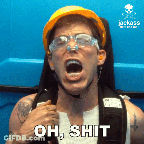 Man In Helmet And Goggles Screaming Oh Shit GIF