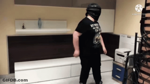 Man In Helmet And My World Shirt GIF