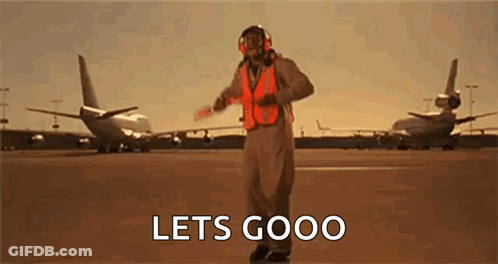 Man In Helmet And Safety Vest On Airport Runway GIF