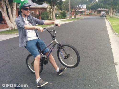 Man In Helmet And Sunglasses Riding Bicycle GIF