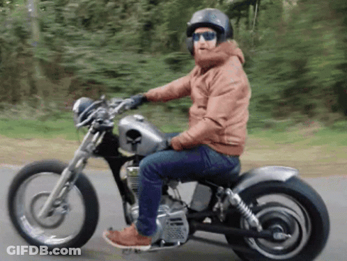 Man In Helmet And Sunglasses Riding Motorcycle GIF