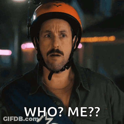 Man In Helmet Asking Who Me GIF