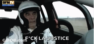 Man In Helmet Driving Car F*ck La Justice GIF
