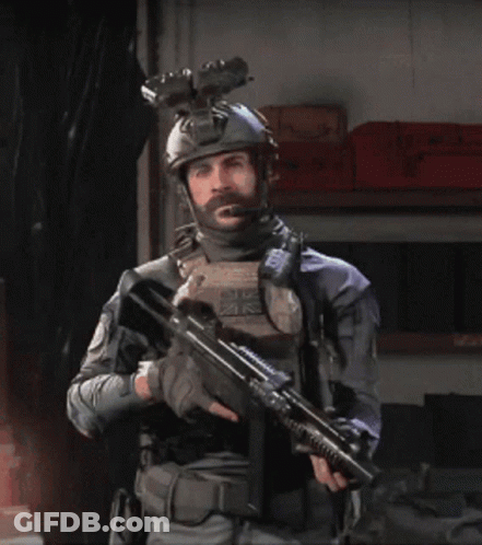 Man In Helmet Holding Rifle GIF
