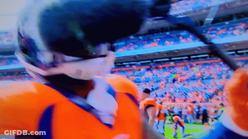 Man In Helmet In Front Of Sports Crowd GIF