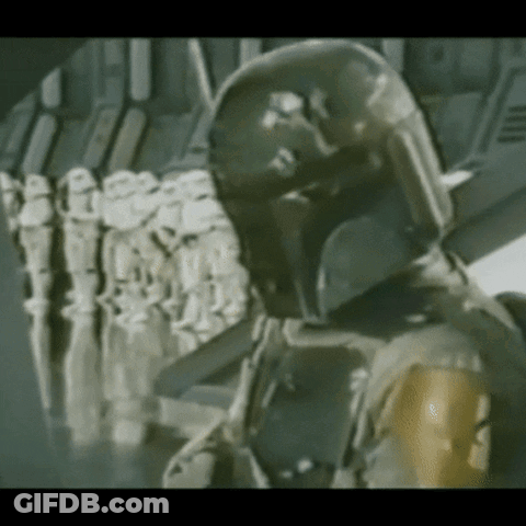 Man In Helmet In Front Of Stormtrooper Soldiers GIF
