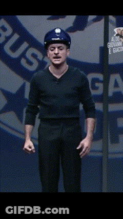 Man In Helmet Near Sign Saying Rus GIF