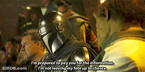 Man In Helmet Prepared To Pay Another For Information GIF