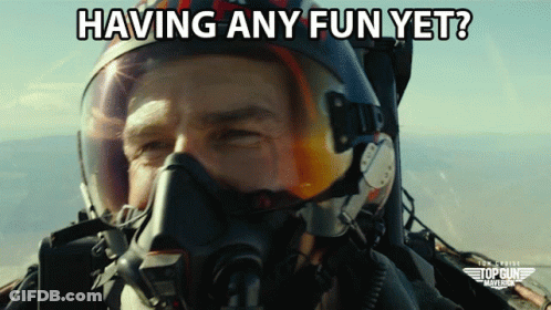 Man In Helmet Saying Having Any Fun Yet GIF