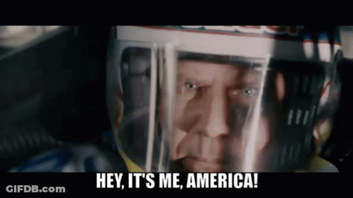 Man In Helmet Saying Hey It's Me America GIF