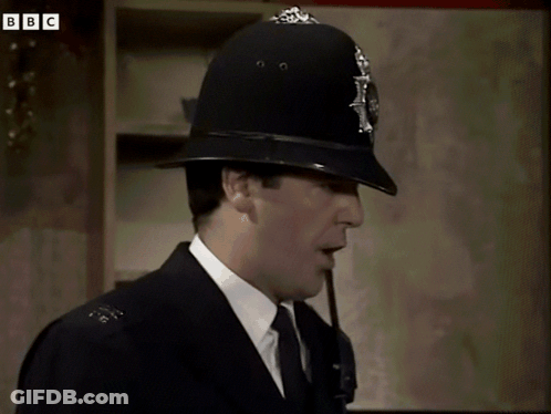 Man In Helmet Saying Just Stop It With BBC Logo GIF