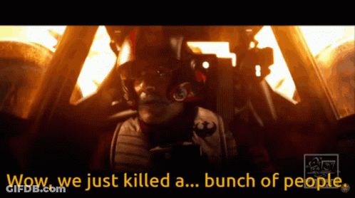 Man In Helmet Saying Wow We Just Killed A Bunch Of People GIF