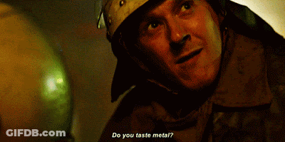 Man In Helmet Says Do You Taste Metal GIF