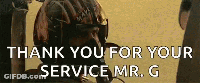 Man In Helmet Says Thank You For Your Service Mr G GIF