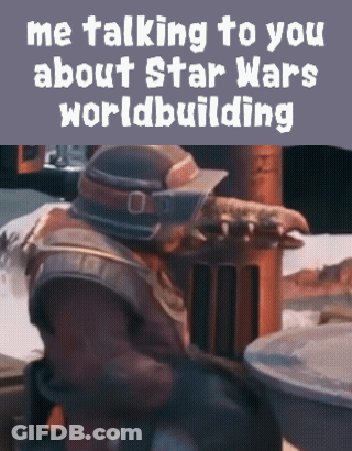 Man In Helmet Talking About Star Wars Worldbuilding GIF