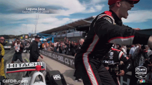 Man In Hitachi Race Suit GIF