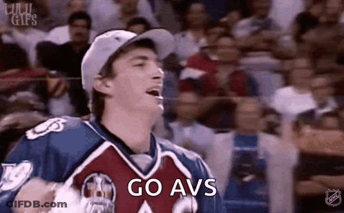 Man In Hockey Jersey Shouting Go Avs GIF