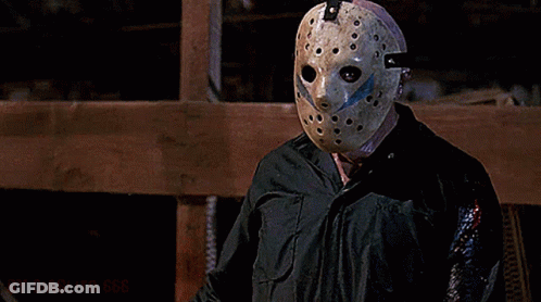 Man In Hockey Mask Holding Knife GIF