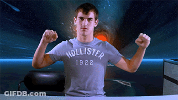 Man In Hollister 1922 T-Shirt Flexing Muscles GIF