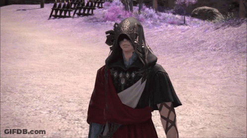 Man In Hooded Cape In Field Of Purple Flowers GIF