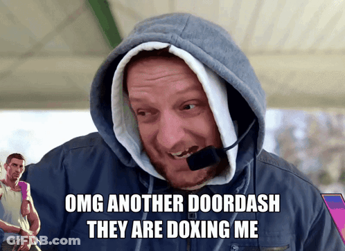 Man In Hooded Jacket With Microphone Says Omg Another Doordash They Are Doxing Me GIF