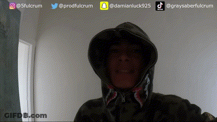 Man In Hooded Jacket With Social Media Icons GIF